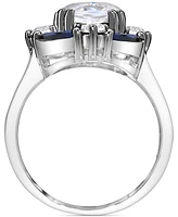 White Quartz (1-7/8 ct. t.w.), White Topaz (1/2 ct. t.w.) & Black Spinel (1-1/5 ct. t.w.) Cluster Ring in Sterling Silver