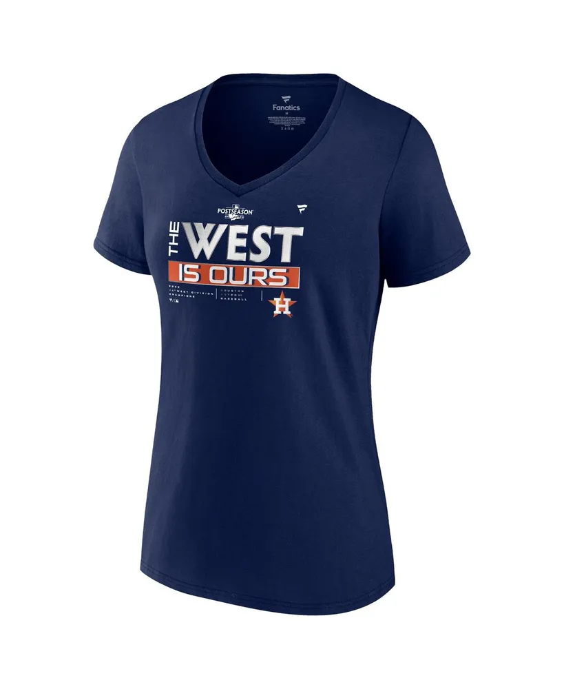 Women's Fanatics Navy Houston Astros 2022 Al West Division Champions Locker Room V-neck T-shirt