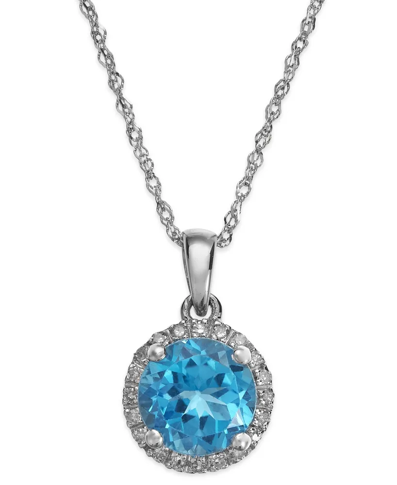 Blue Topaz (1-1/2 ct. t.w.) and Diamond Accent Pendant Necklace 14k White Gold (Also available Mystic Topaz, Citrine & Garnet)