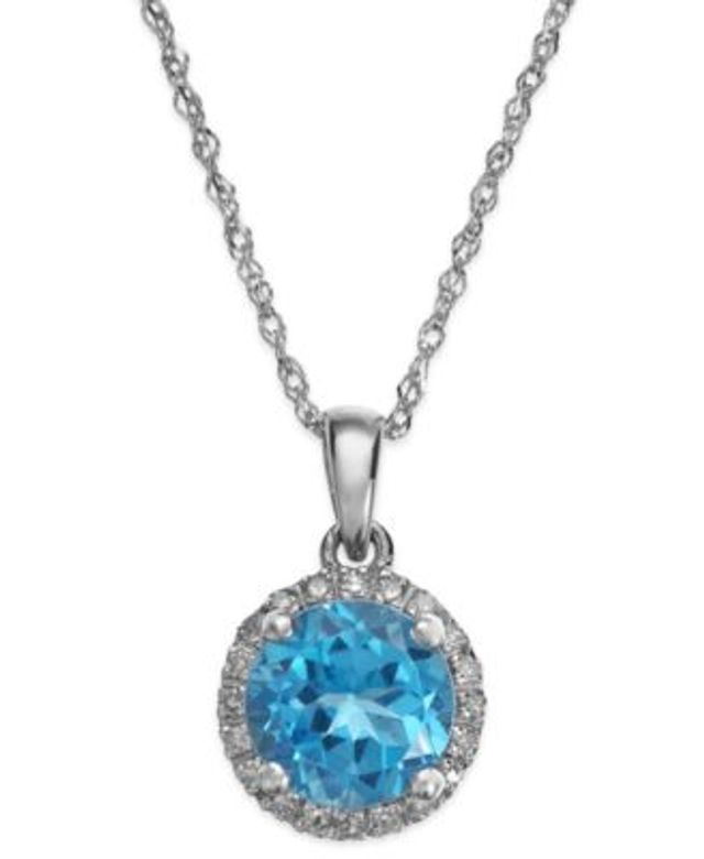 Semi Precious Stone Diamond Halo Pendant Necklaces In 14k White Yellow Or Rose Gold