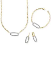 Effy Diamond Pave Link Necklace Earrings Bracelet Collection In 14k Two Tone Gold