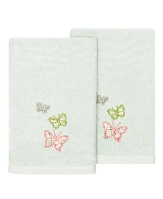 Linum Home Textiles Turkish Cotton Mariposa Embellished Fingertip Towel Set, 2 Piece