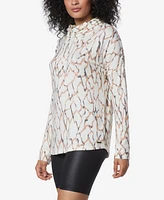 Andrew Marc Sport Women's Long Sleeve Printed Cowl Neck Tunic Top