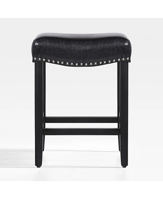 24" Upholstered Saddle Seat Counter Stool