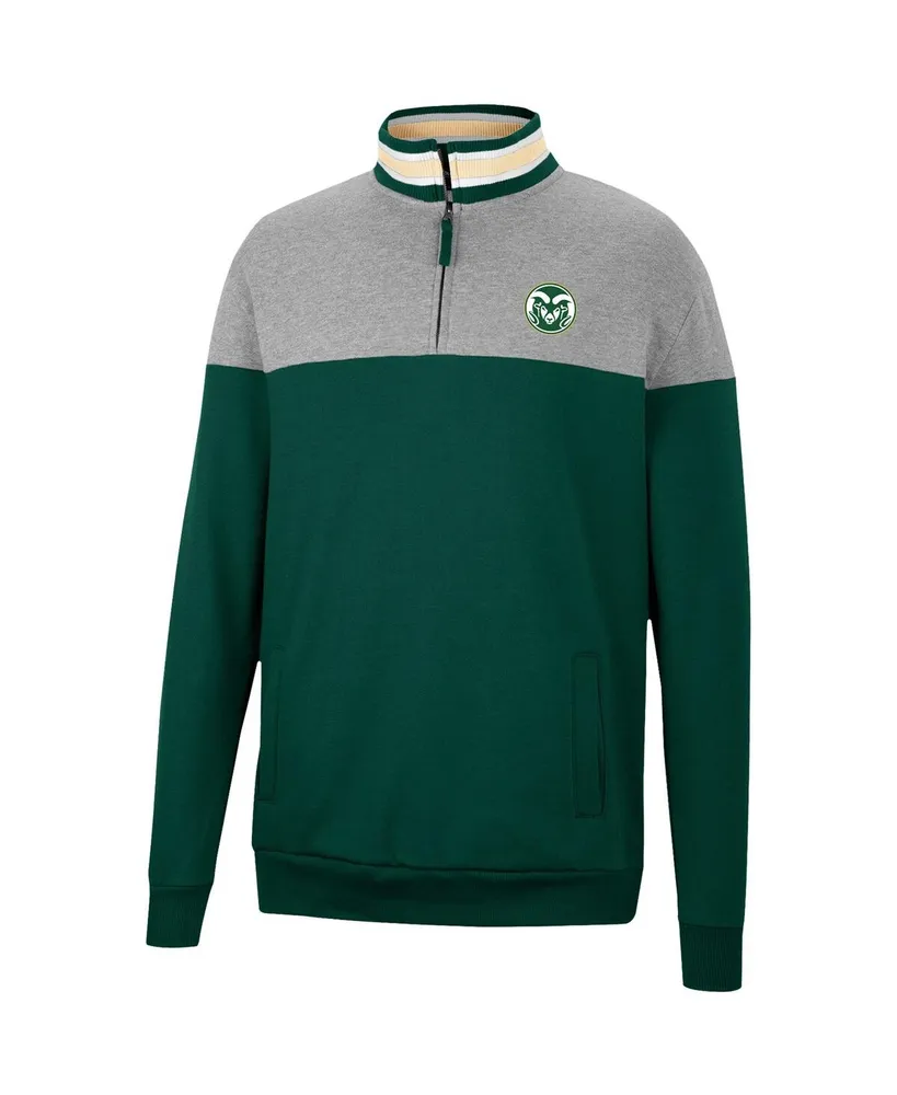 Men's Colosseum Heathered Gray and Green Colorado State Rams Be the Ball Quarter-Zip Top