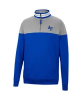 Men's Colosseum Heathered Gray and Royal Air Force Falcons Be the Ball Quarter-Zip Top