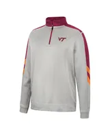 Men's Colosseum Gray and Maroon Virginia Tech Hokies Bushwood Fleece Quarter-Zip Jacket