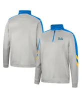 Men's Colosseum Gray and Blue Ucla Bruins Bushwood Fleece Quarter-Zip Jacket
