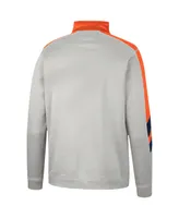 Men's Colosseum Gray and Orange Syracuse Bushwood Fleece Quarter-Zip Jacket
