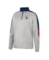 Men's Colosseum Gray and Navy Ole Miss Rebels Bushwood Fleece Quarter-Zip Jacket