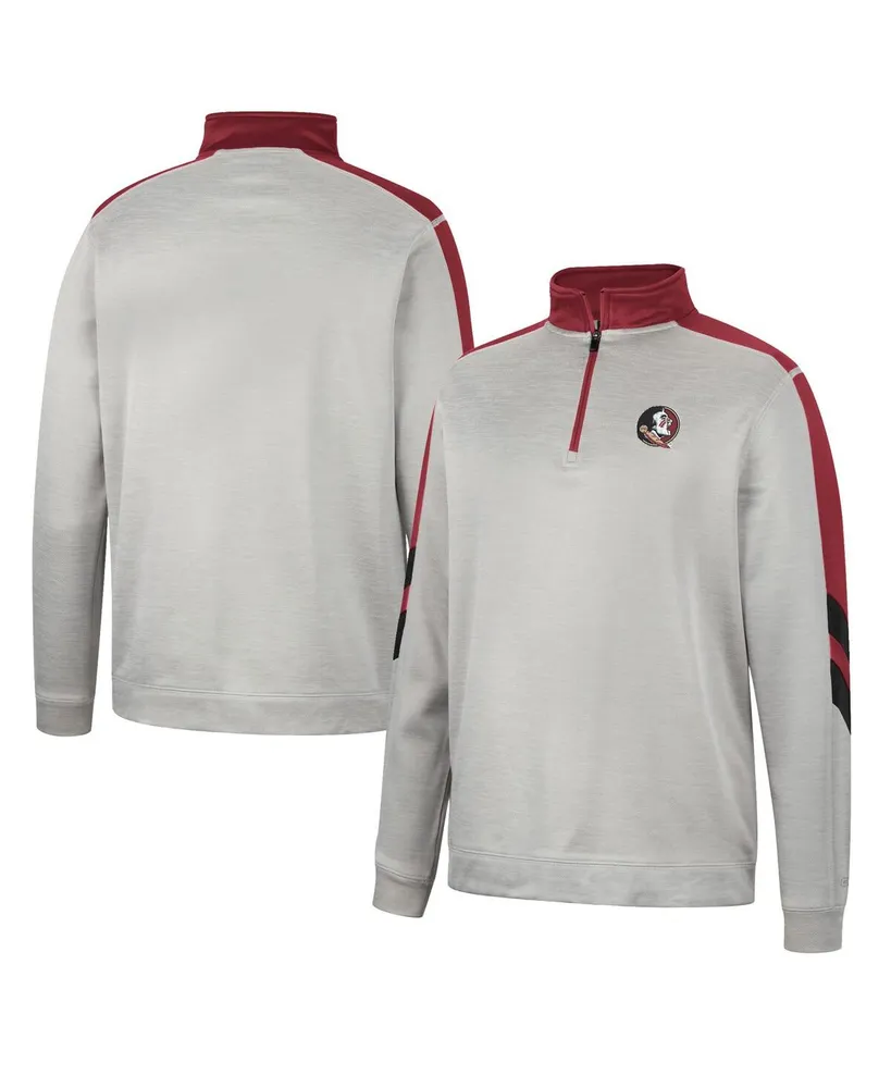 Men's Colosseum Gray and Garnet Florida State Seminoles Bushwood Fleece Quarter-Zip Jacket