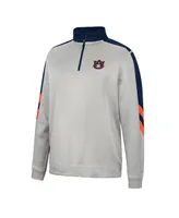 Men's Colosseum Gray and Navy Auburn Tigers Bushwood Fleece Quarter-Zip Jacket