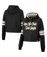 Women's Colosseum Black Army Knights Retro Cropped Pullover Hoodie