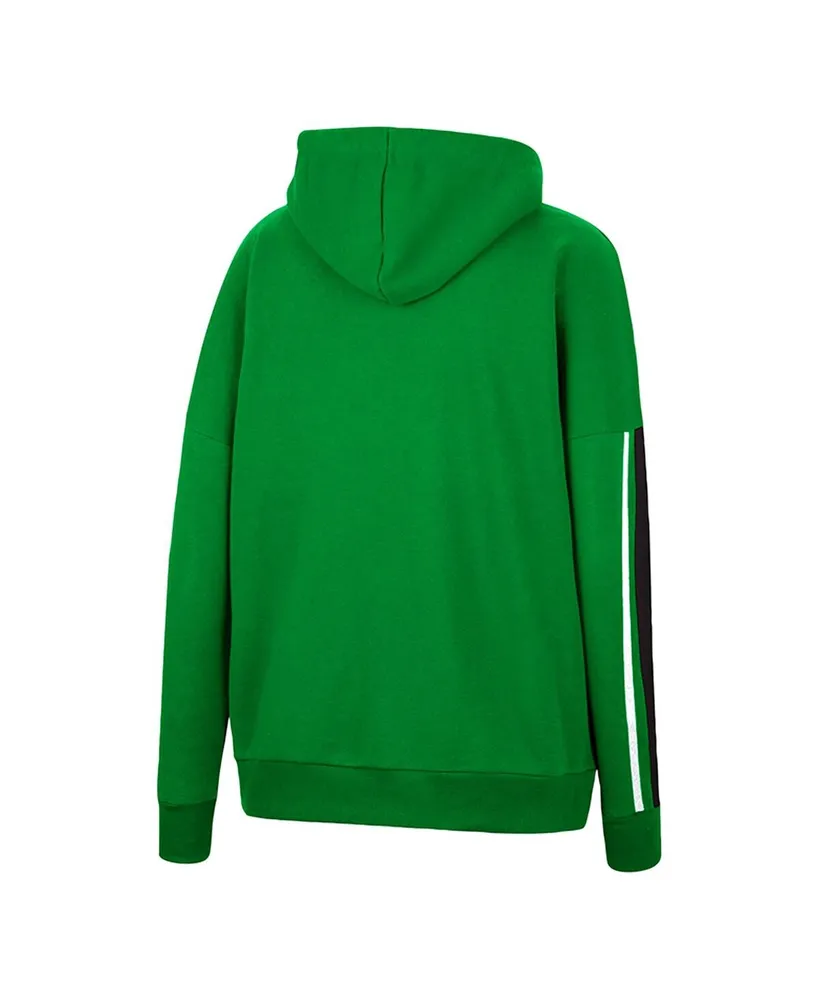 Women's Colosseum Green Oregon Ducks Serena Oversized Sleeve Striping V-Neck Pullover Hoodie