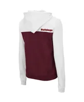 Women's Colosseum White and Maroon Mississippi State Bulldogs Aidan Quarter-Zip Hoodie