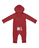 Newborn and Infant Boys Girls Colosseum Crimson Oklahoma Sooners Henry Pocketed Raglan Hoodie Romper