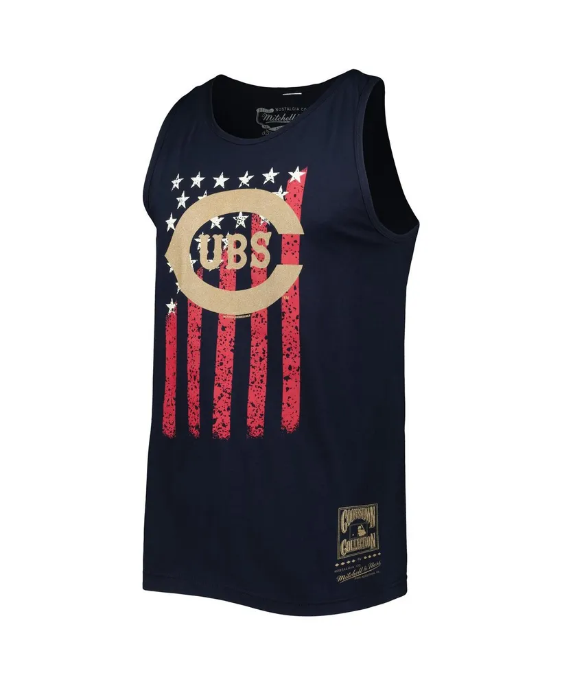 Men's Mitchell & Ness Navy Chicago Cubs Cooperstown Collection Stars and Stripes Tank Top