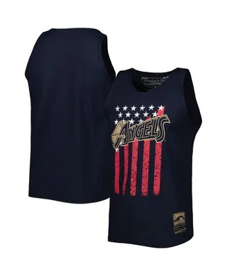 Men's Mitchell & Ness Navy Los Angeles Angels Cooperstown Collection Stars and Stripes Tank Top