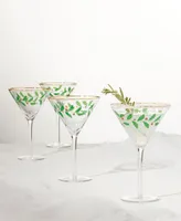 Holiday Decal Martini Glass, Set of 4