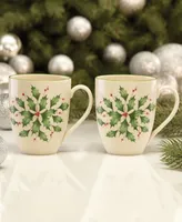 Lenox Hosting the Holidays Holly Mugs, Set of 2