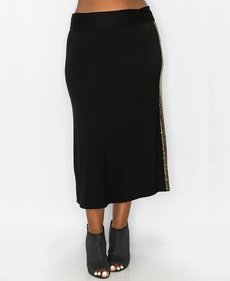 Coin 1804 Plus Sequin Side Contrast Fold Over Midi Skirt