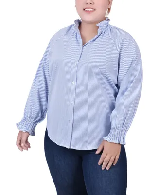 Ny Collection Plus Size Long Sleeve Button Front Blouse
