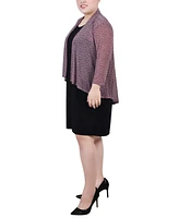 Ny Collection Plus Size Cardigan and Dress Set, 2 Piece