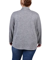 Ny Collection Plus Size Long Sleeve Ribbed Cardigan