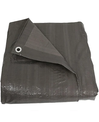 16 x 20 Foot Plastic Reversible Heavy-Duty Multipurpose Tarp - Laminated on Both Sides - Dark Gray