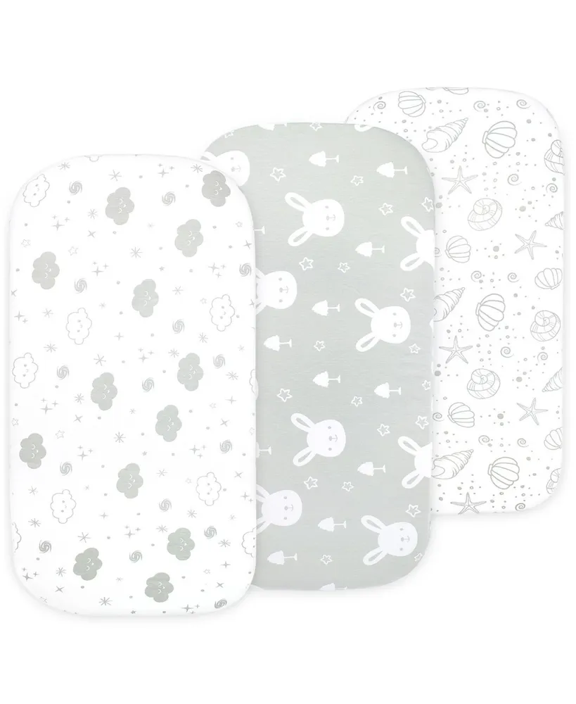 Bublo Baby Baby Baby Bassinet Sheet Set Girl, Pack, Universal Fitted for Oval, Hourglass & Rectangle Bassinet Mattress