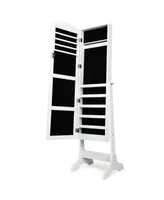 Costway Mirrored Jewelry Cabinet Organizer Storage Box White