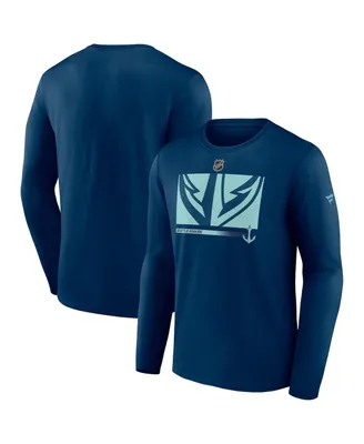 Men's Fanatics Deep Sea Blue Seattle Kraken Authentic Pro Core Collection Secondary Long Sleeve T-Shirt