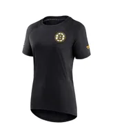 Women's Fanatics Black Boston Bruins Authentic Pro Rink Raglan Tech T-shirt