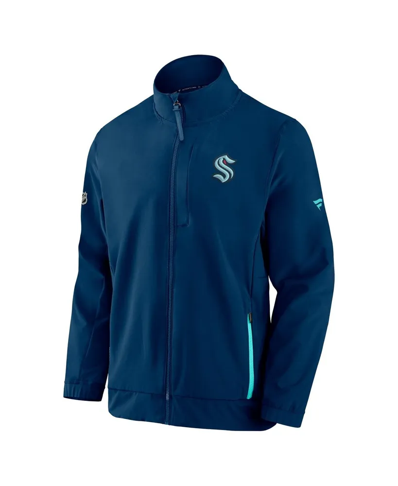 Men's Fanatics Deep Sea Blue Seattle Kraken Authentic Pro Rink Coaches Full-Zip Jacket