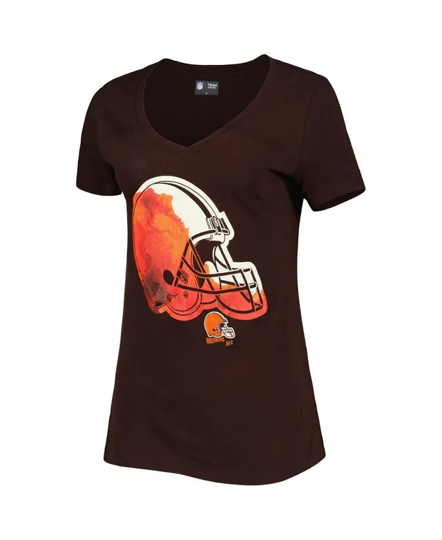 : New Era Women's Brown Cleveland Browns Ink Dye Sideline V-Neck  T-Shirt : Sports & Outdoors