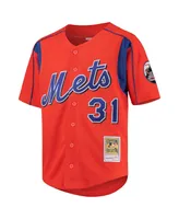 Big Boys Mitchell & Ness Mike Piazza Orange New York Mets Cooperstown Collection Mesh Batting Practice Jersey