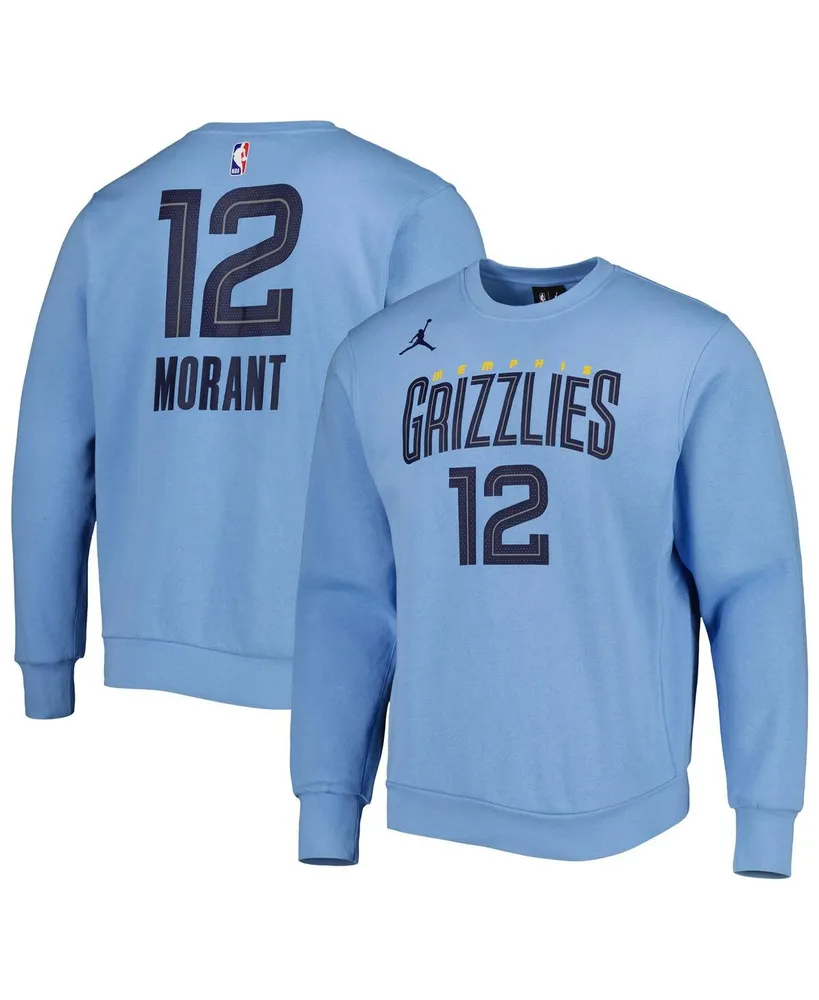 Men's Jordan Ja Morant Light Blue Memphis Grizzlies Statement Name and Number Pullover Sweatshirt