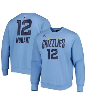Men's Jordan Ja Morant Light Blue Memphis Grizzlies Statement Name and Number Pullover Sweatshirt