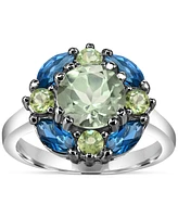 Multi-Gemstone Cluster Ring (3-5/8 ct. t.w.) in Sterling Silver