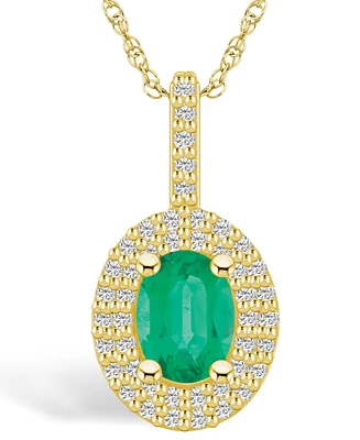 Macy's Emerald (1-1/5 Ct. t.w.) and Diamond (1/2 Halo Pendant Necklace