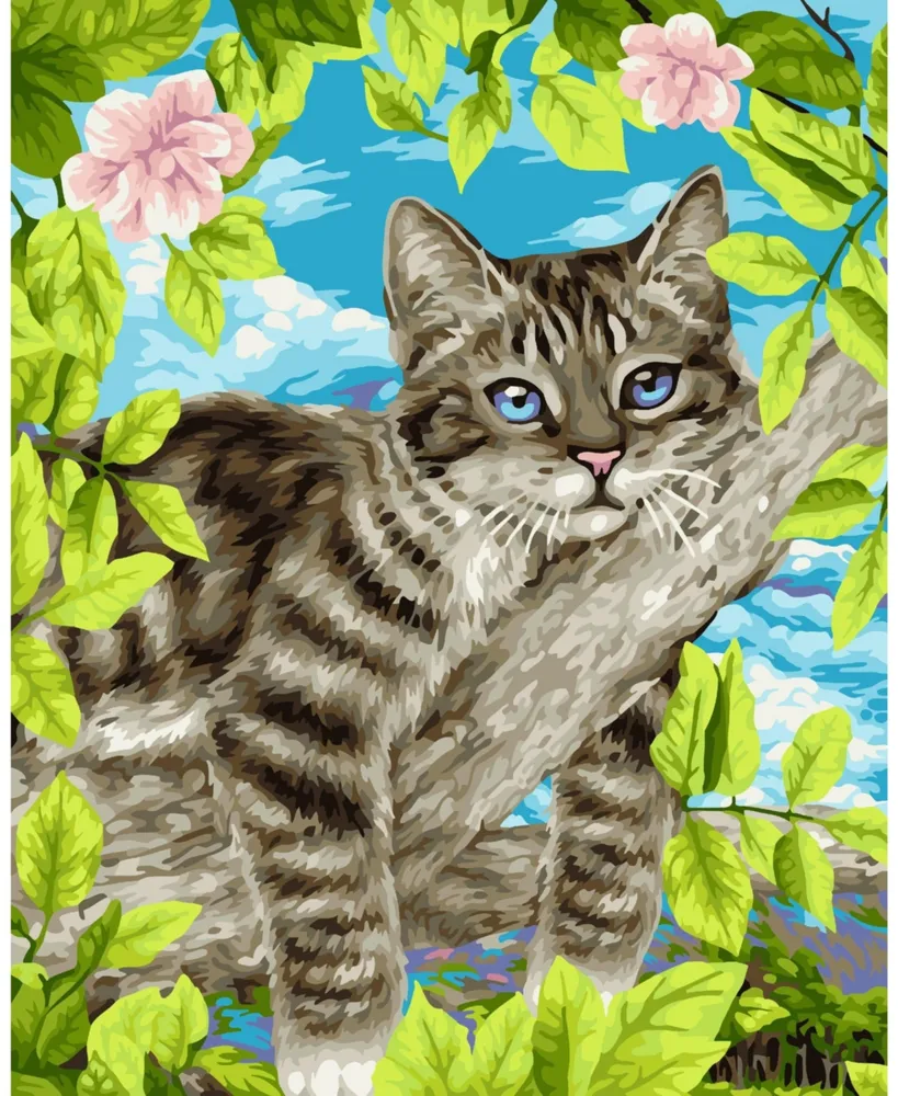 Cat And Flowers Paint By Numbers - Paint By Numbers