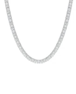 Macy's Fine Silver Plated Cubic Zirconia and Baguette Link Necklace