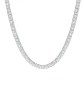 Macy's Fine Silver Plated Cubic Zirconia and Baguette Link Necklace