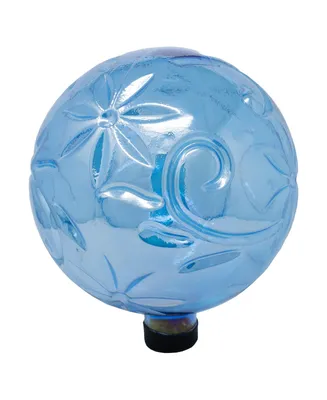 Gardener's Select GSA14BFG03 10 Blue w/ Flowers Glass Gazing Globe
