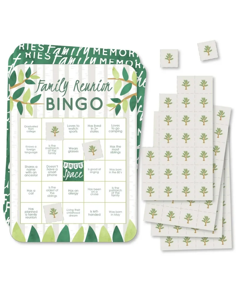 Family Tree Reunion - Bingo Cards & Markers - Party Bingo Game - 18 Ct