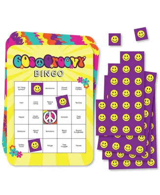 60's Hippie - Bar Bingo Cards and Markers - 1960s Groovy Party Bingo Game 18 Ct
