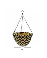 Gardener's Select Hanging Basket with Jute Coco Liner, Black Wave 14