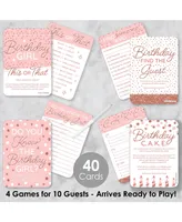 Pink Rose Gold Birthday - 4 Party Games 10 Cards Each - Gamerific Bundle