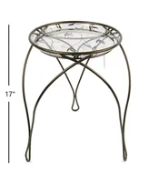 Plastec- Elegance Plant Stand Dark Bronze w Printed Saucer, 17in