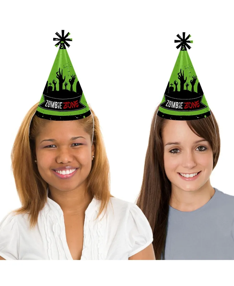 Zombie Zone - Cone Happy Birthday Zombie Crawl Party Hats - 8 Ct (Standard Size)